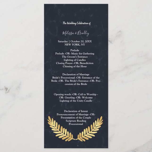 Golden Frame Navy back  ceremony Program Programme (Front)