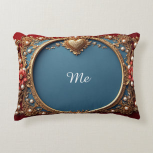 Golden Frame Pearl Accent Classic Decor ✨ Decorative Cushion