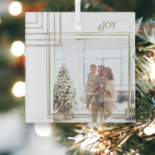 Golden Frame Photo Christmas Personalised Glass Tree Decoration