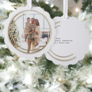 Golden Frame Photo Christmas Personalised Tree Decoration Card