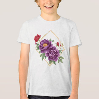 Golden Frame – Purple and Red Floral Kids T-Shirt  Tri-Blend Shirt