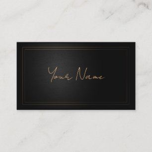 Golden frame reflective black brushed background business card