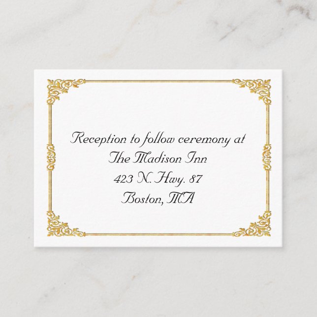 Golden frame Wedding enclosure cards (Front)