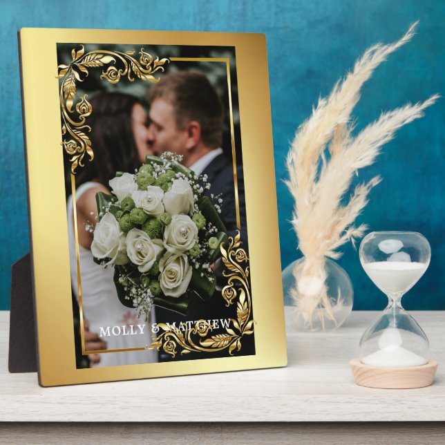 Golden frame Wedding Photo Plaque (Side)