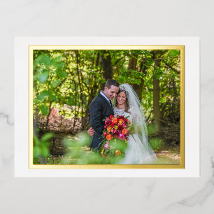 Golden frame wedding photo,simple Thank you Card