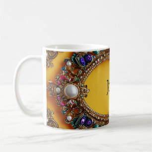 Golden Frame With Elegant Pearls Coffee Mug