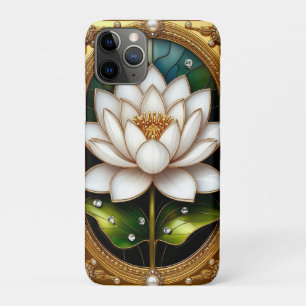 Golden Frame With Floral and Pearl Design iPhone 11 Pro Case