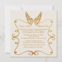 Golden Frame With Wings Invitation