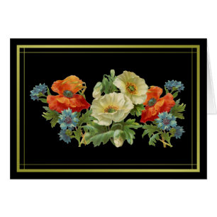 Golden Framed Poppy and Cornflowers Blank Art