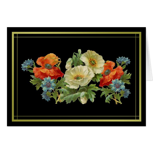Golden Framed Poppy and Cornflowers Blank Art (Front Horizontal)