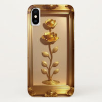 Golden Framed Rose Decorative Artwork