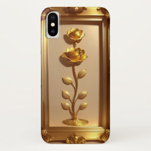 Golden Framed Rose Decorative Artwork iPhone X Case