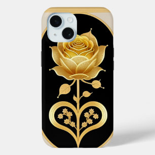 Golden Framed Rose Decorative Artwork iPhone 15 Case
