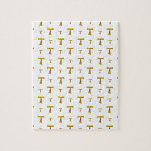 Golden Franciscan Tau Cross Jigsaw Puzzle