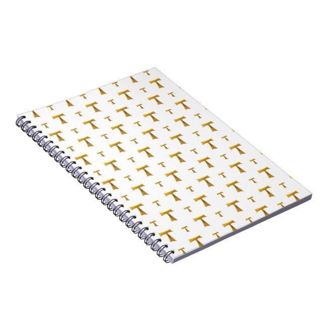 Golden Franciscan Tau Cross Notebook (Right Side)