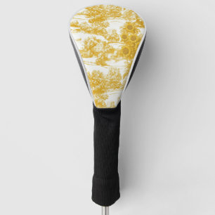 Golden French Country Sunflower Toile Pattern Golf Head Cover
