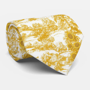 Golden French Country Sunflower Toile Pattern Tie