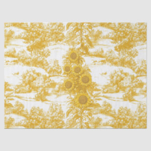 Golden French Country Sunflower Toile Pattern Tissue Paper