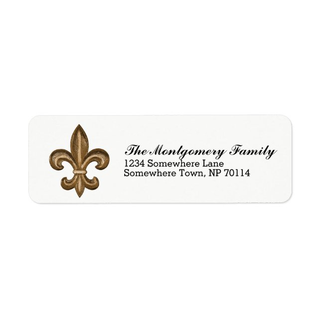 Golden French Fleur De Lis Crest & Family Name (Front)