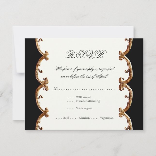 Golden French Swirl RSVP Response 50th Anniversary (Front)