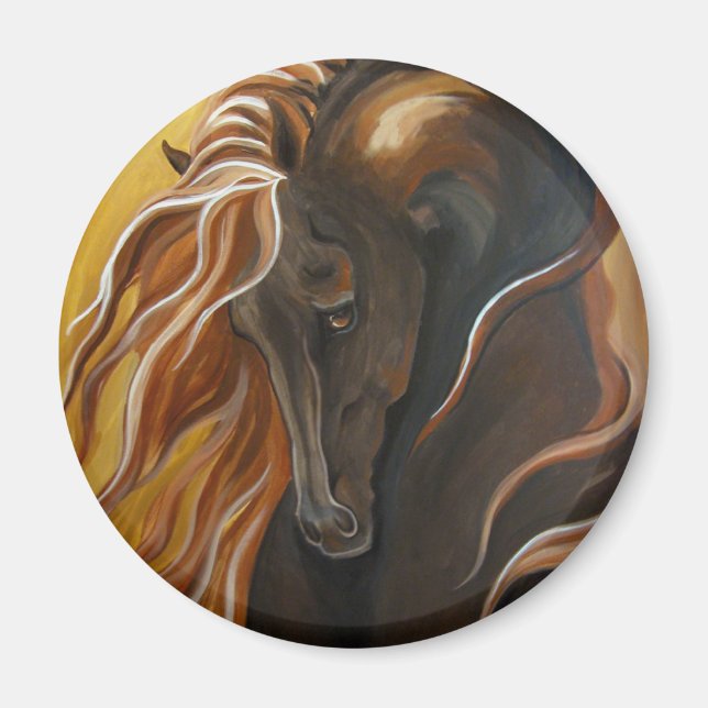 Golden Friesian Horse Magnet (Front)