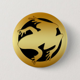 GOLDEN FROG 6 CM ROUND BADGE