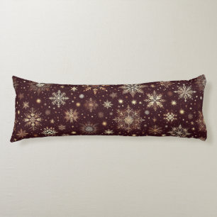 Golden Frost: Festive Snowflake Wonderland Body Cushion