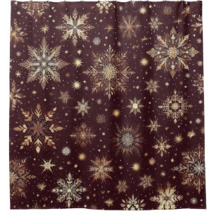 Golden Frost: Festive Snowflake Wonderland Shower Curtain