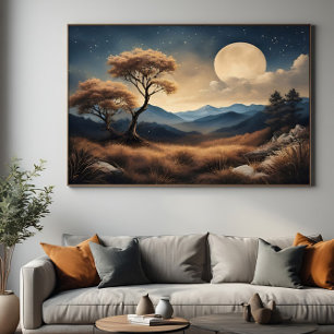 Golden Full Moon Night Canvas Print