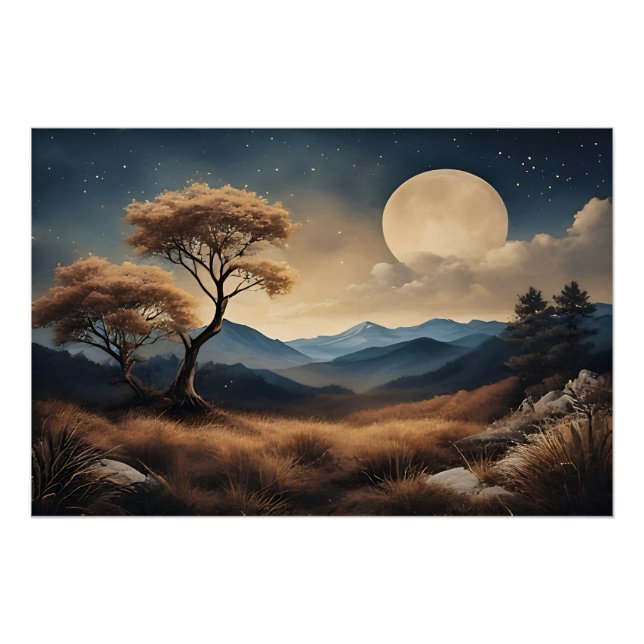 Golden Full Moon Night Poster (Front)