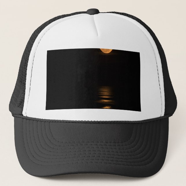 golden full moon over ocean trucker hat (Front)