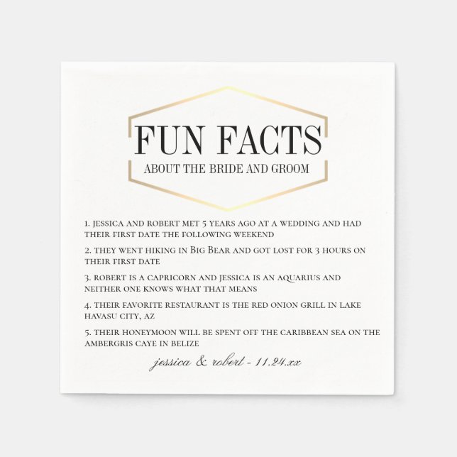 Golden Fun Facts Personalised Paper Napkins (Front)