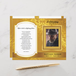 Golden Funeral Program Template 
