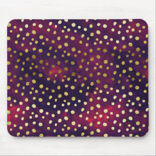 Golden Galaxy Dots Modern Glam Watercolor Mousepad