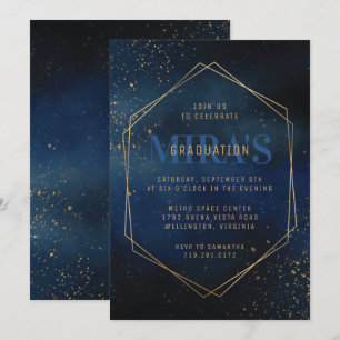 Golden Galaxy Graduation Invitation