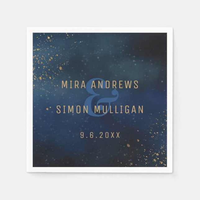 Golden Galaxy Wedding Shower Napkin (Front)