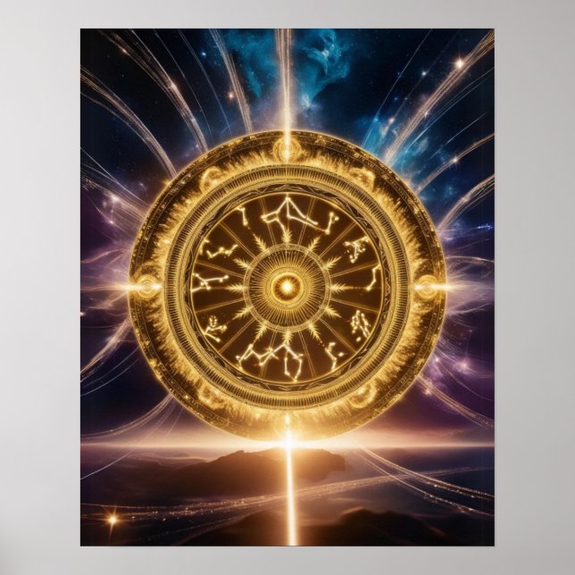 Golden Galaxy Zodiac Mandala | Luxury Poster (Front)