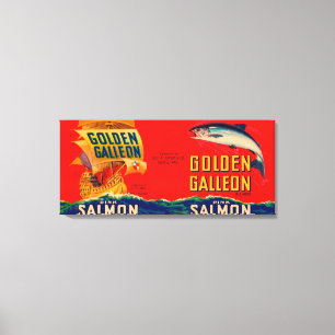 Golden Galleon Brand Salmon Label- Seattle, WA Canvas Print