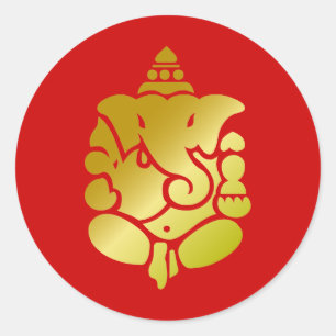 Golden Ganesha Classic Round Sticker