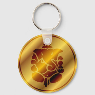 Golden Ganesha Design Key Ring