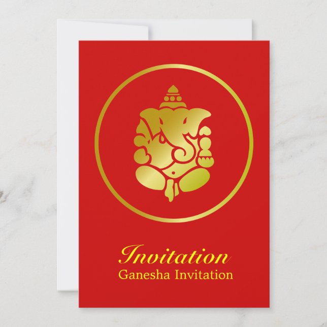 Golden Ganesha Invitation (Front)