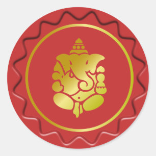 Golden Ganesha On Red Wax Seal