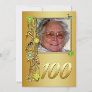 Golden Garden 100th Birthday party invitation