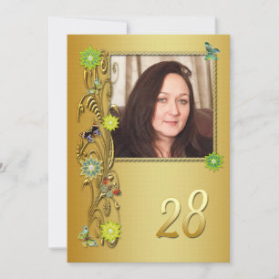 Golden Garden 28th Birthday party invitation