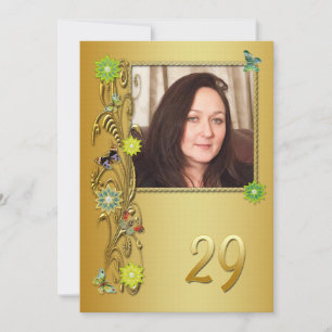 Golden Garden 29th Birthday party invitation