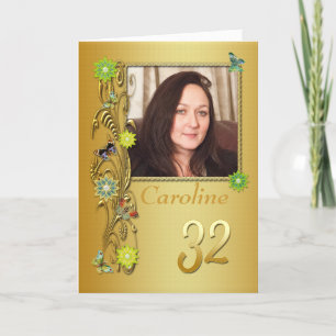 Golden Garden 32nd Photo Birthday Card