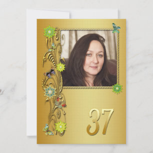 Golden Garden 37th Birthday party invitation