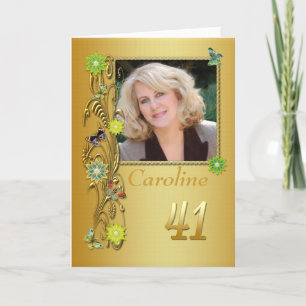 Golden Garden 41st Photo Birthday Card
