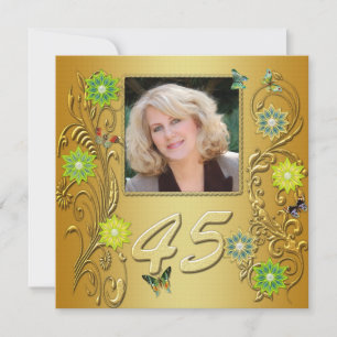 Golden Garden 45th Birthday party invitation