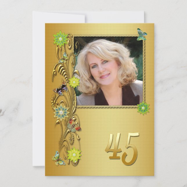 Golden Garden 45th Birthday party invitation (Front)